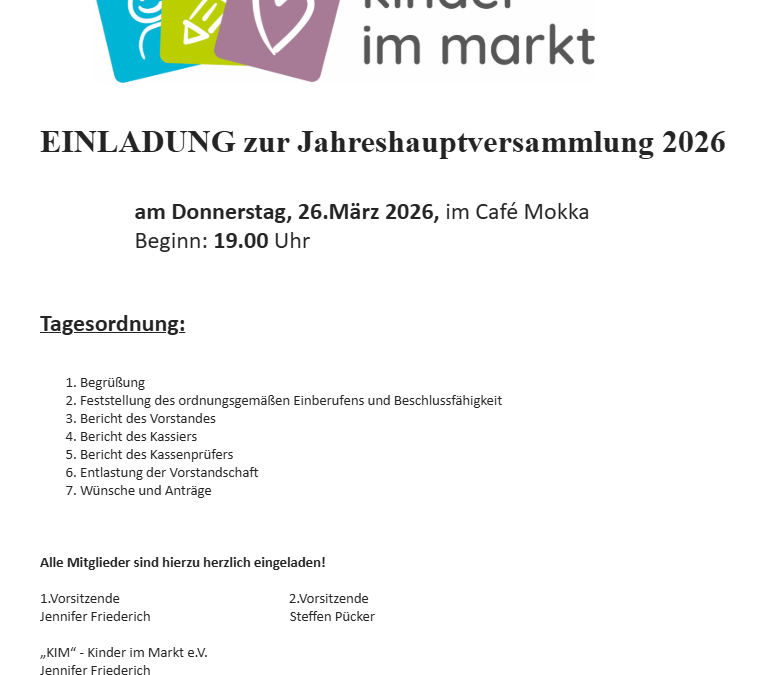 Einladung Jahreshauptversammlung 2026